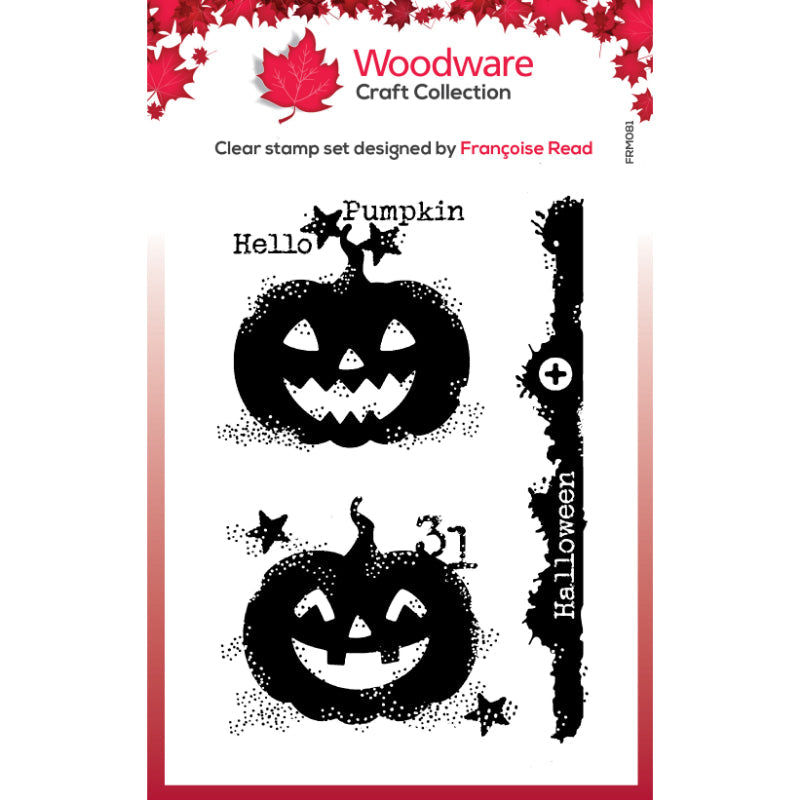 Woodware Clear Singles Carved Pumpkins 3 in x 4 in Stamp Set-1