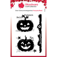 Woodware Clear Singles Carved Pumpkins 3 in x 4 in Stamp Set-1