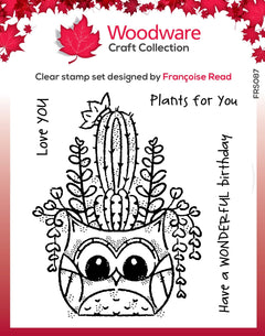 Woodware Clear Singles Owl Planter 4 in x 4 in Stamp-1
