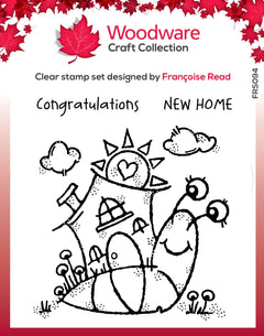Woodware Clear Singles Happy House Snail 4 in x 4 in Stamp-1
