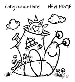 Woodware Clear Singles Happy House Snail 4 in x 4 in Stamp-6