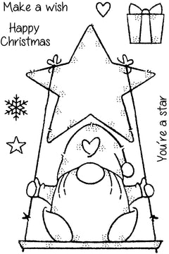 Woodware Clear Singles Star Gnome 4 in x 6 in Stamp Set-3