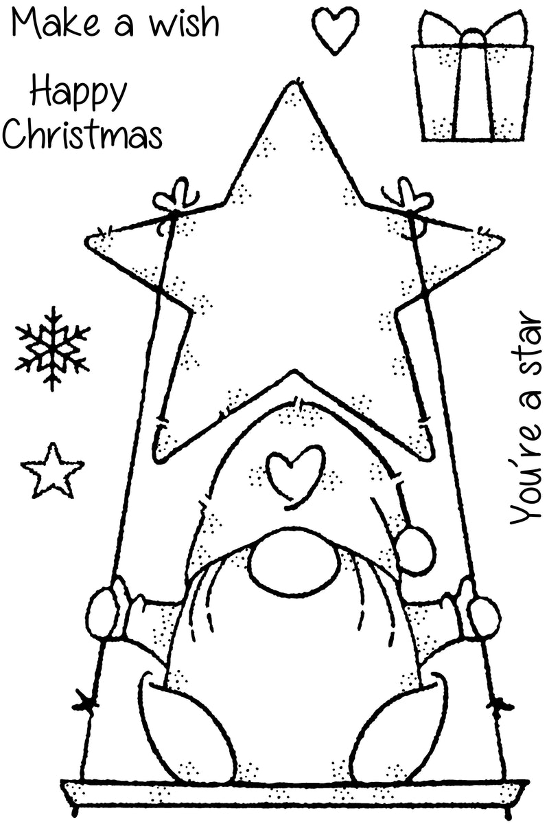 Woodware Clear Singles Star Gnome 4 in x 6 in Stamp Set-3
