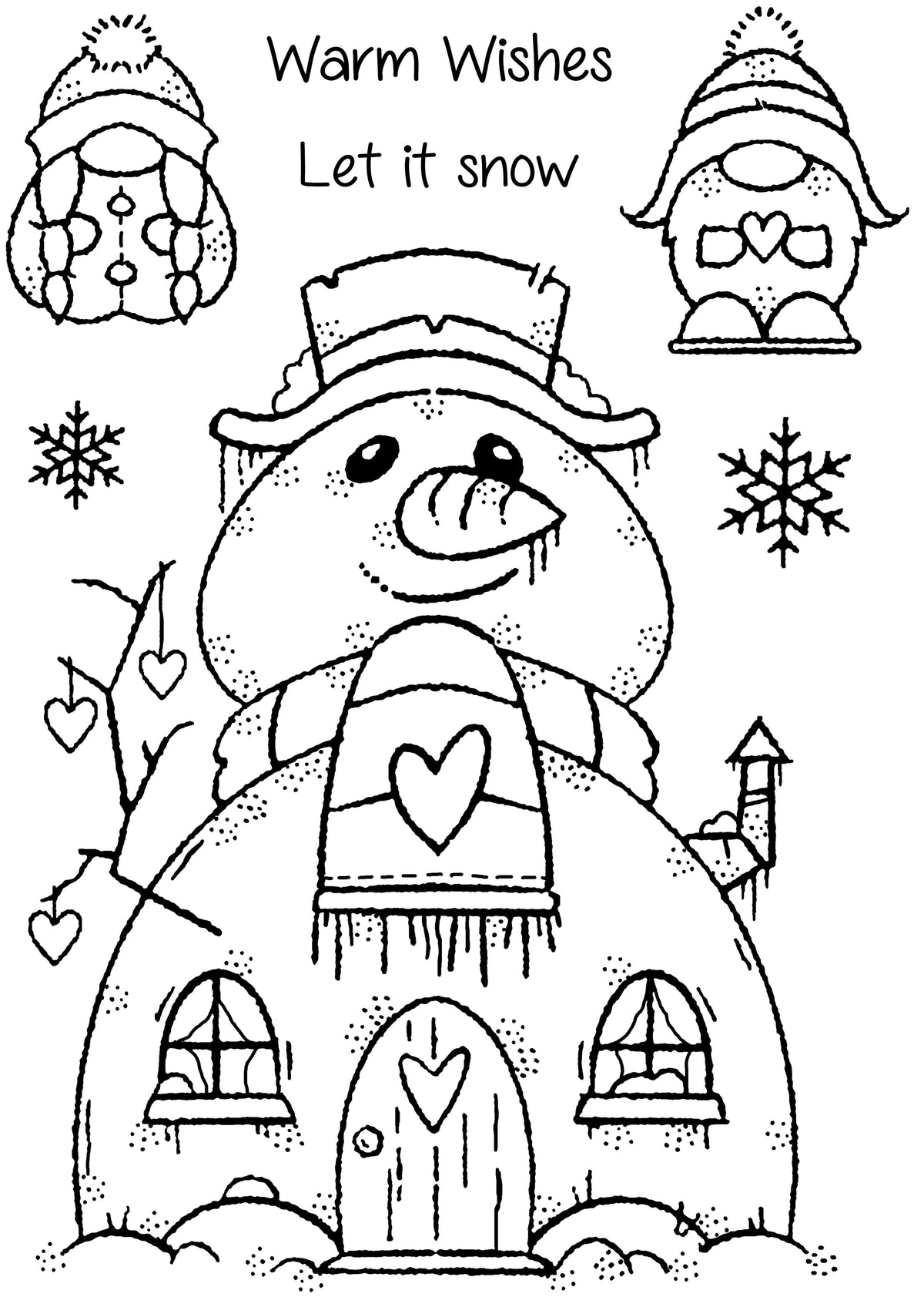 Woodware Clear Singles Snow Gnomes 4 in x 6 in Stamp Set-5
