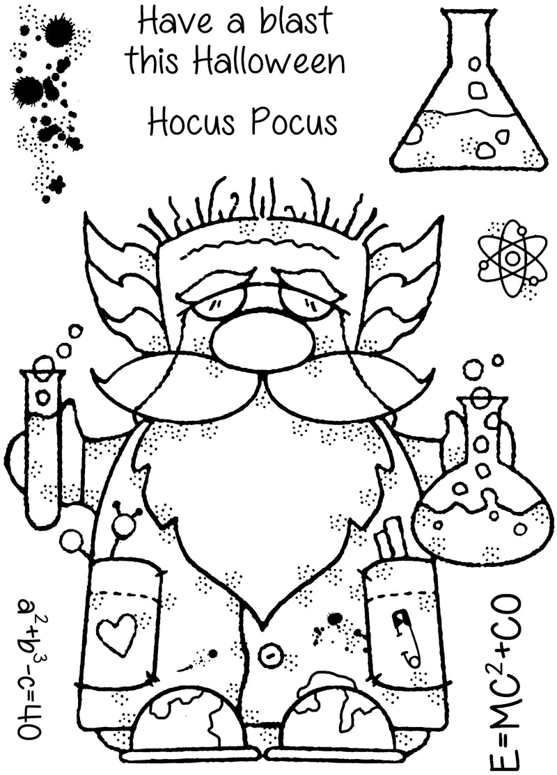 Woodware Clear Singles Professor Gnome 4 in x 6 in Stamp Set-3