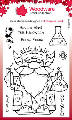 Woodware Clear Singles Professor Gnome 4 in x 6 in Stamp Set-1