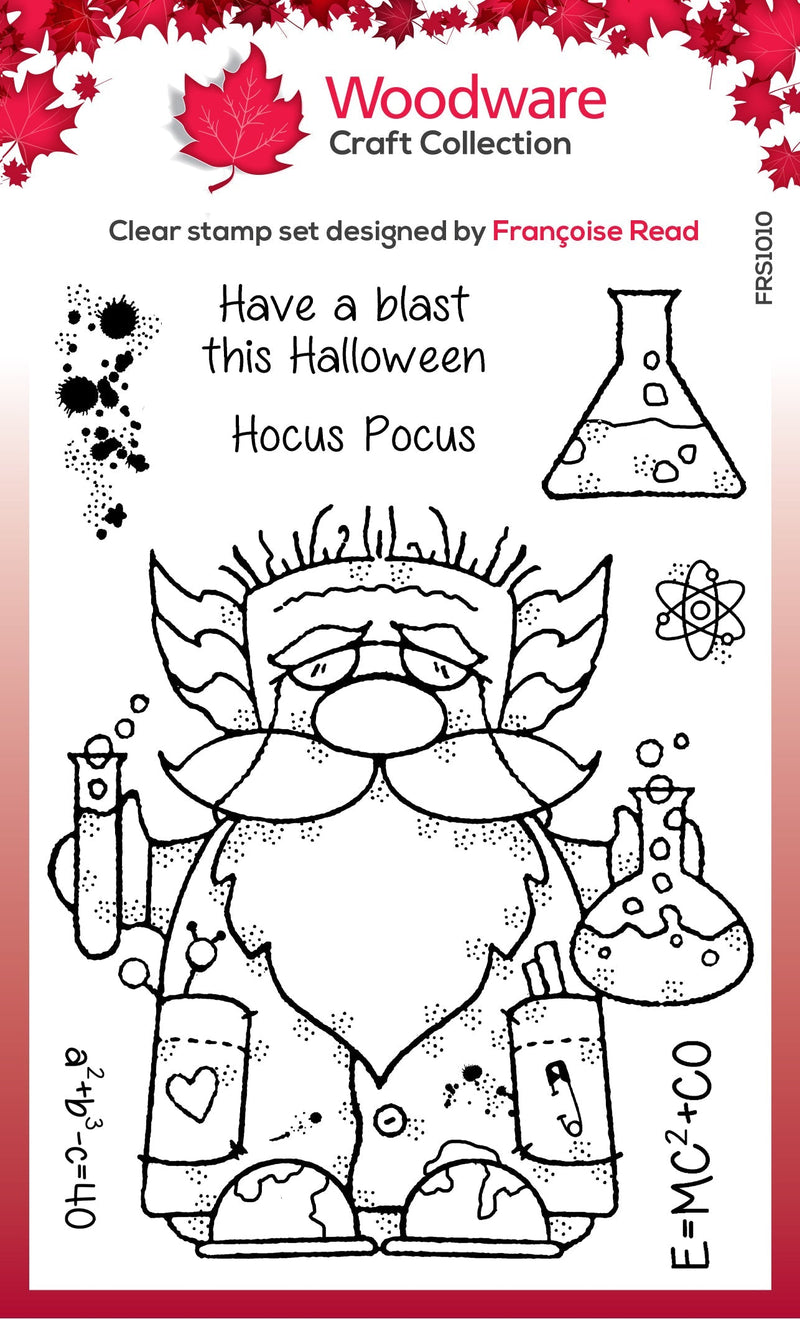 Woodware Clear Singles Professor Gnome 4 in x 6 in Stamp Set-1