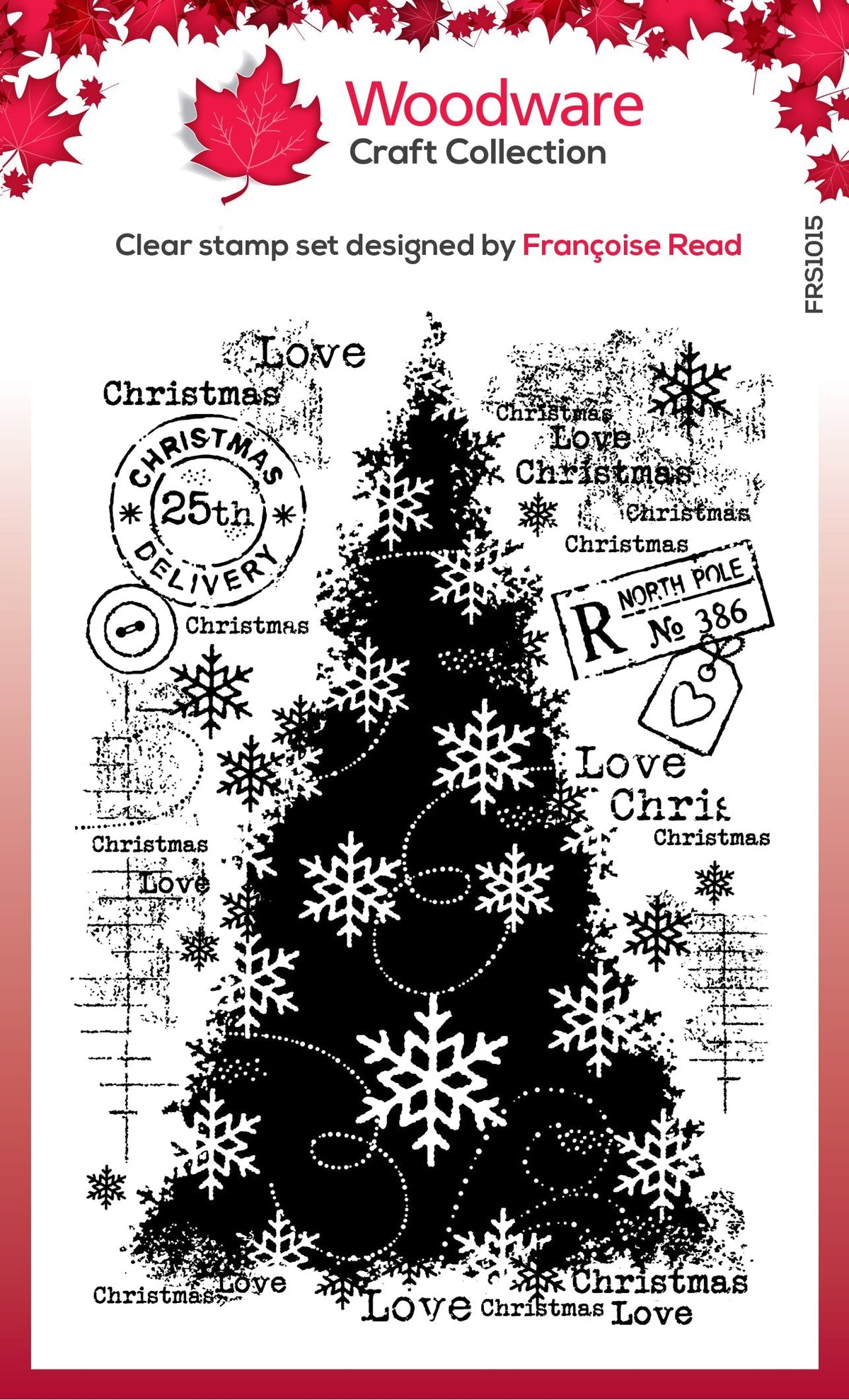 Assortiment de tampons Woodware Clear Singles « Snow Frosted Tree » 10 cm x 15 cm-1