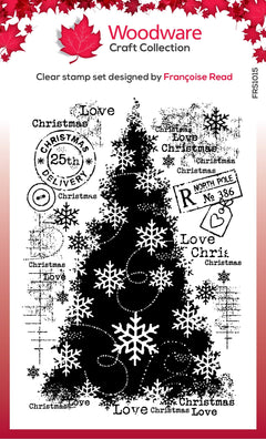 Assortiment de tampons Woodware Clear Singles « Snow Frosted Tree » 10 cm x 15 cm-1