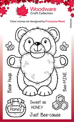 Set de sellos Woodware Clear Singles Honey Bear Gnome de 4 pulg x 6 pulg-1