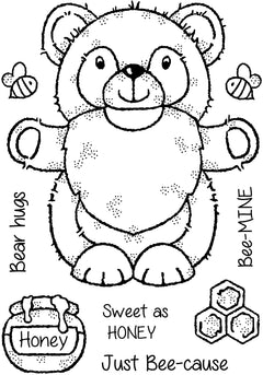 Set de sellos Woodware Clear Singles Honey Bear Gnome de 4 pulg x 6 pulg-2