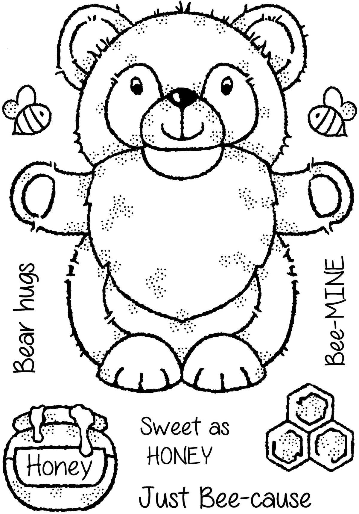 Set de sellos Woodware Clear Singles Honey Bear Gnome de 4 pulg x 6 pulg-2