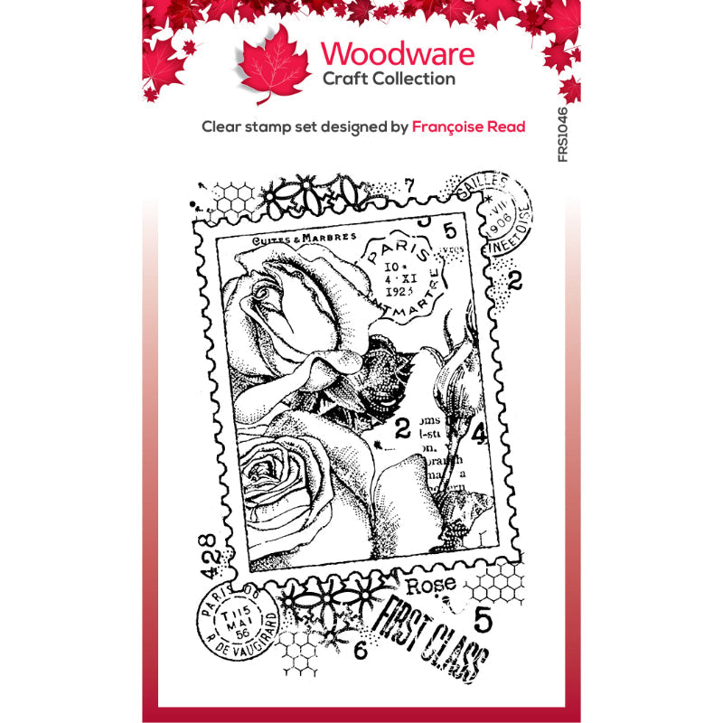 Woodware Clear Singles Postal Rose 4 in x 6 in Stamp Set-1