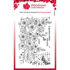 Woodware Clear Singles Hollyhocks 4 in x 6 in Stamp Set-1