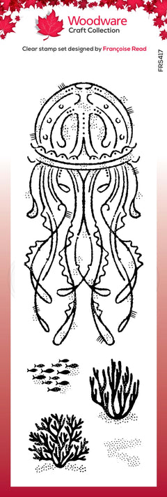 Woodware Clear Singles Jelly Fish 8 in x 2.6 in Stamp-1