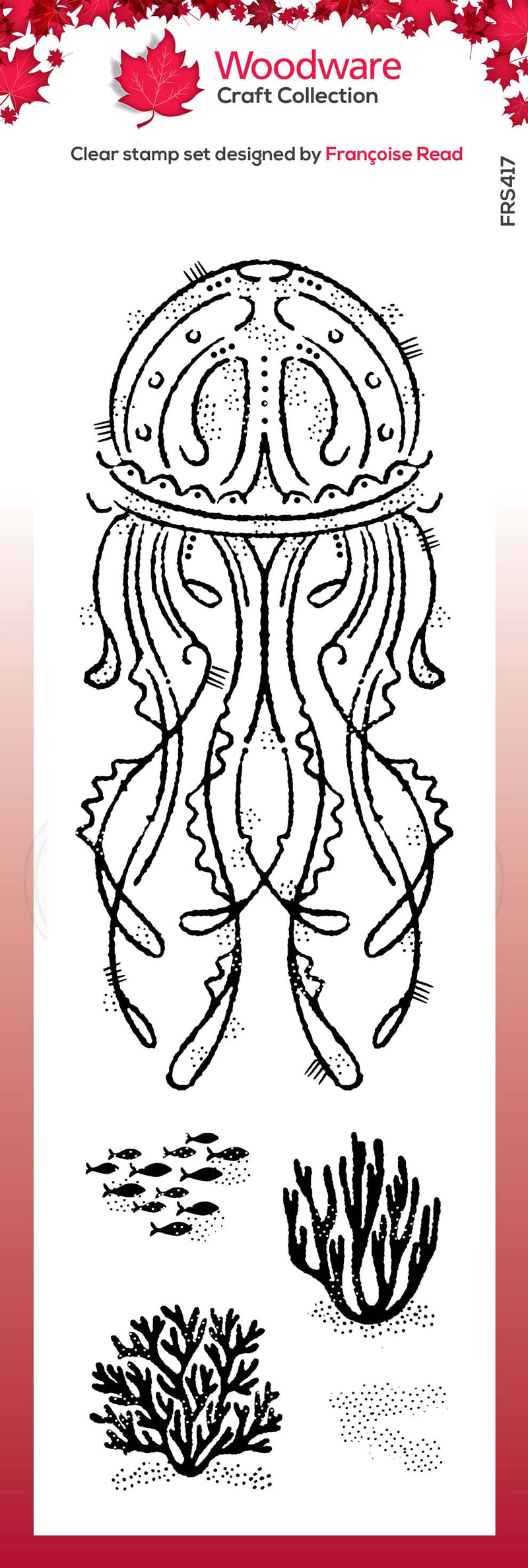 Woodware Clear Singles Jelly Fish 8 in x 2.6 in Stamp-1