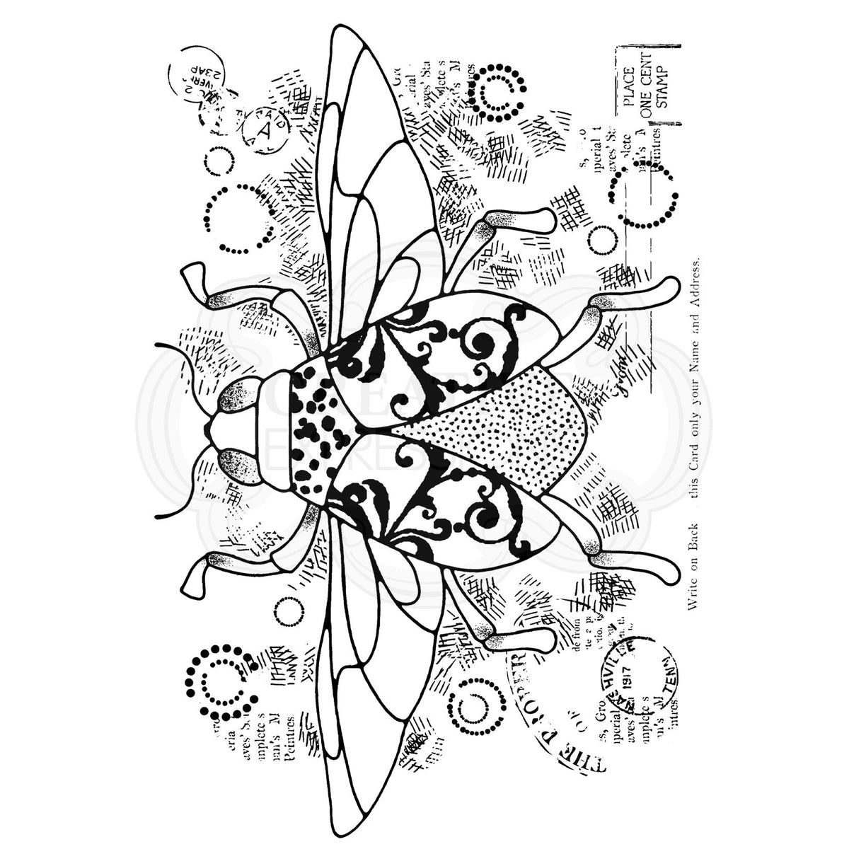 Woodware Clear Singles Dancing Beetle 4 in x 6 in Stamp-3