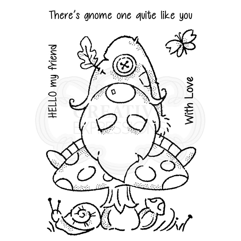 Woodware Clear Singles Forest Gnome 4 in x 6 in Stamp-4