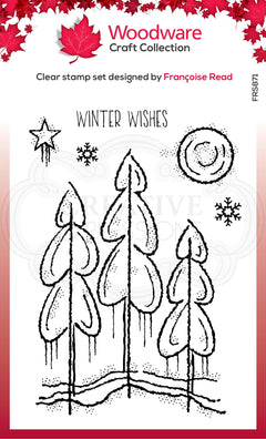 Woodware Clear Singles Winter Trees 4 in x 6 in Stamp-1