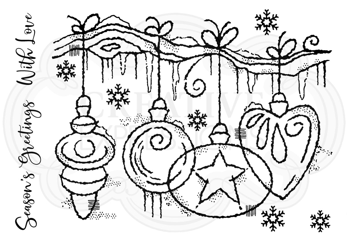 Woodware Clear Singles Frosted Baubles 4 in x 6 in Stamp-6