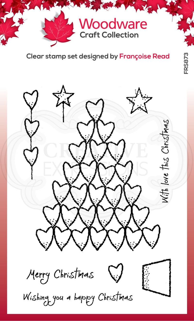 Woodware Clear Singles Heart Tree 4 in x 6 in Stamp-1