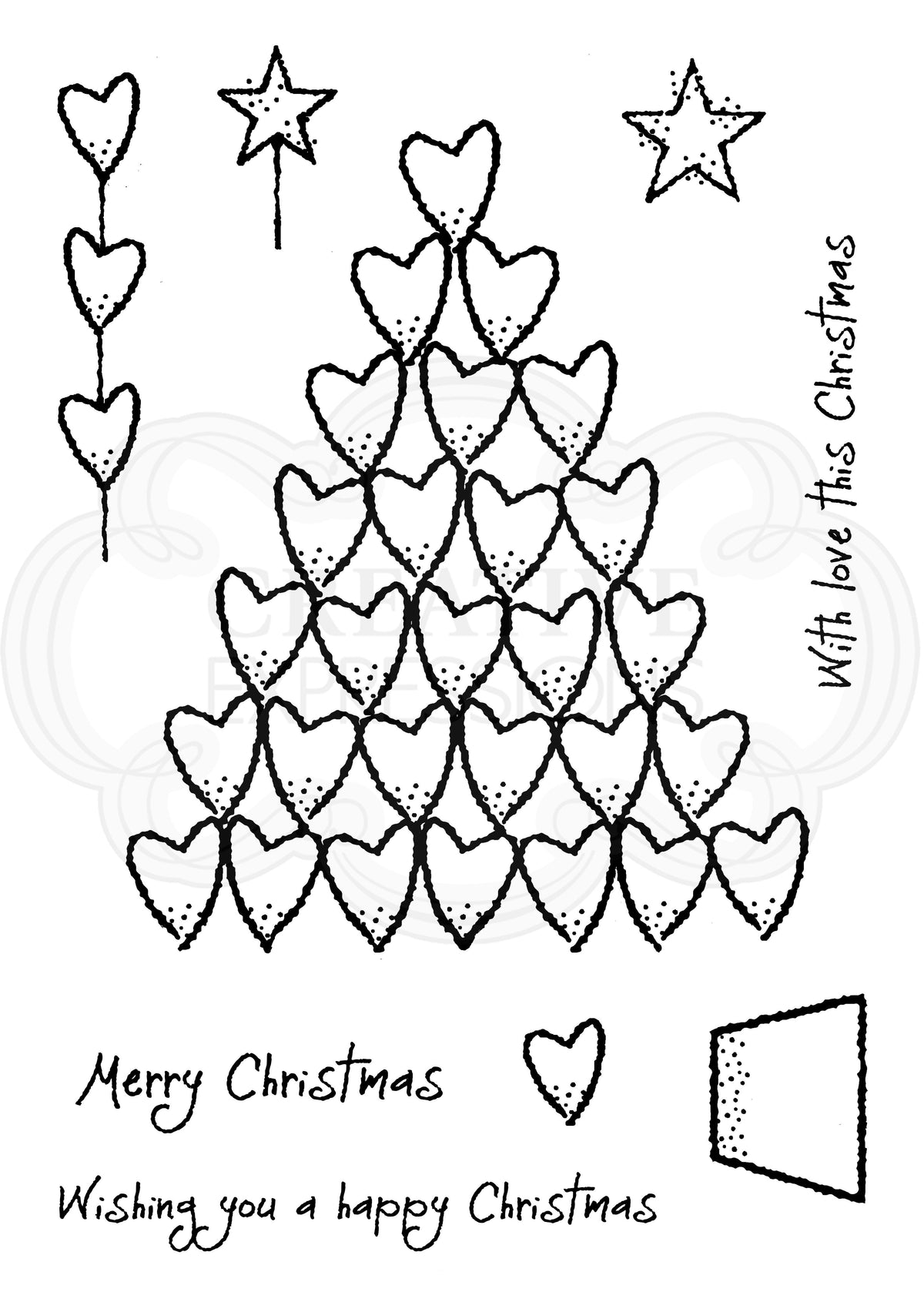 Woodware Clear Singles Heart Tree 4 in x 6 in Stamp-5