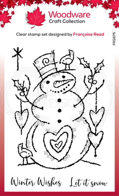 Woodware Clear Singles Loving Snowman 4 in x 6 in Stamp-1