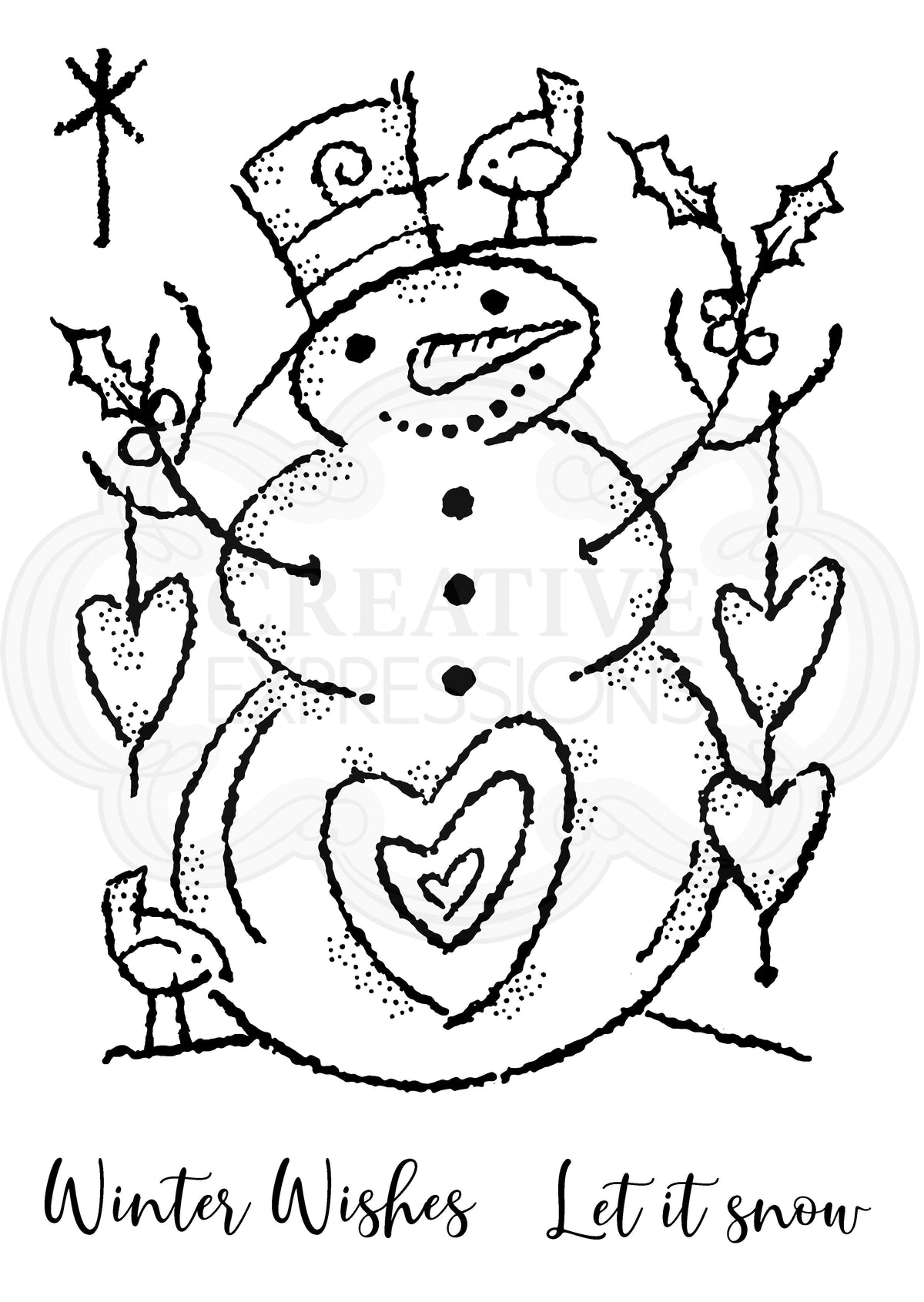 Woodware Clear Singles Loving Snowman 4 in x 6 in Stamp-5