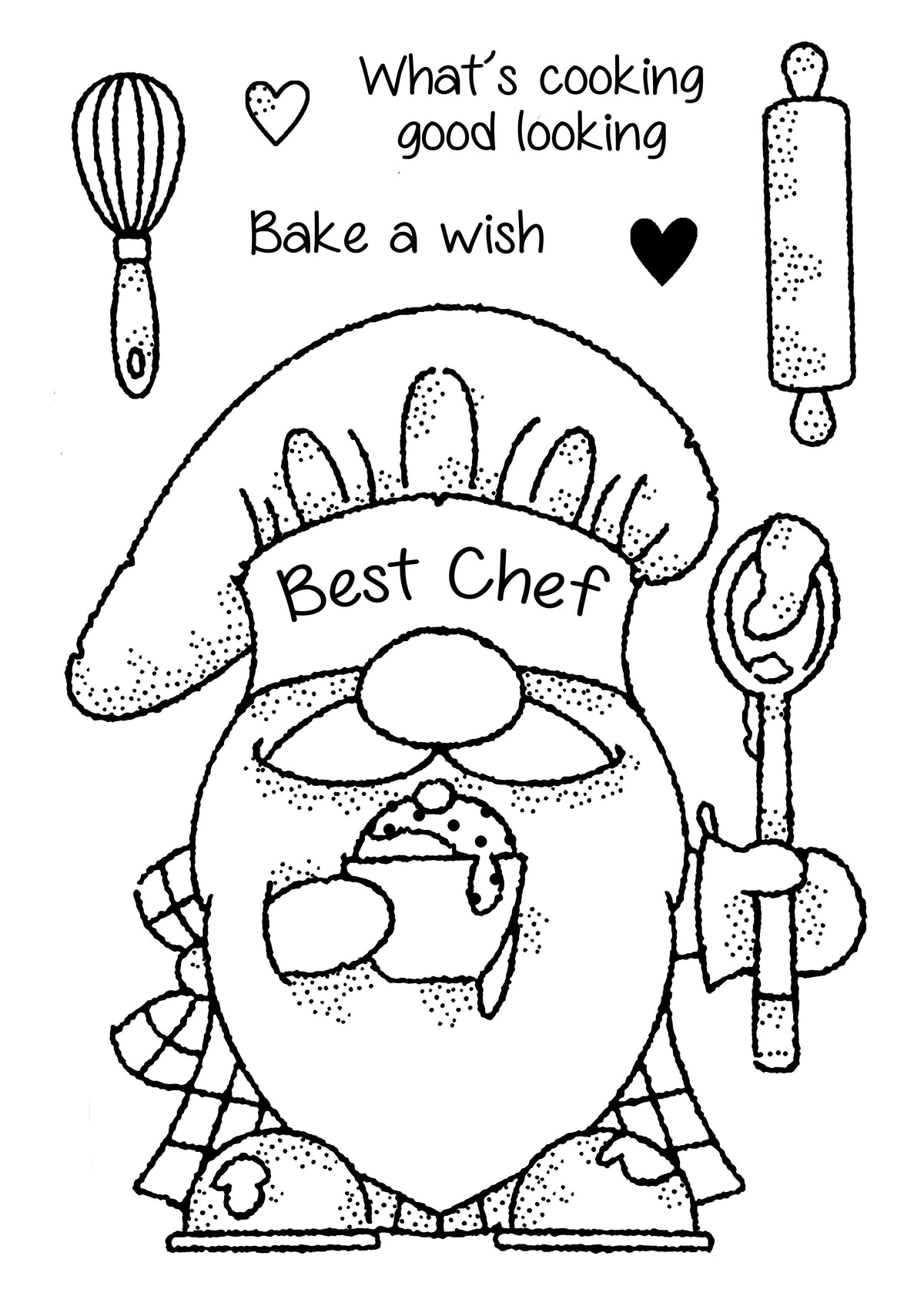 Woodware Clear Singles Gnome Chef 4 in x 6 in Stamp-4