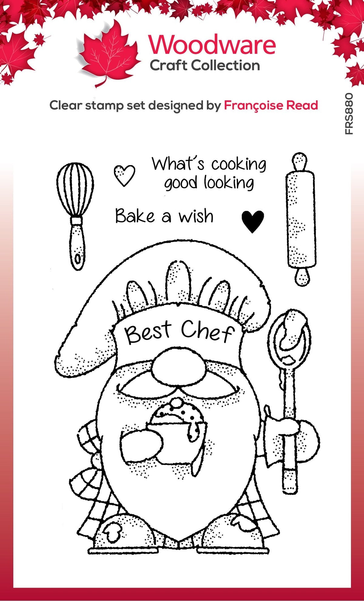 Woodware Clear Singles Gnome Chef 4 in x 6 in Stamp-1