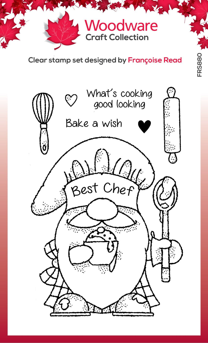 Woodware Clear Singles Gnome Chef 4 in x 6 in Stamp-1
