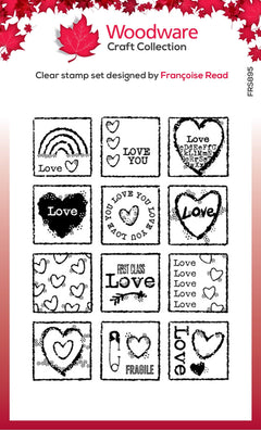Woodware Clear Singles Love Squares 4 in x 6 in Stamp-1