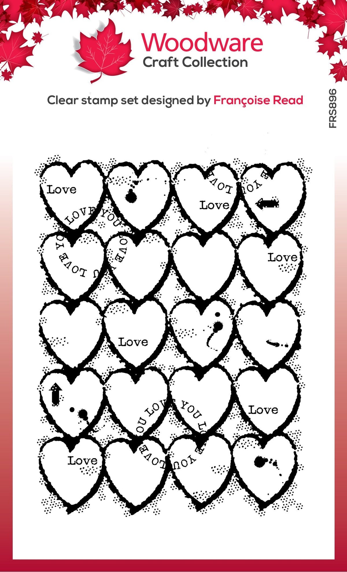 Woodware Clear Singles Heart Background 4 in x 6 in Stamp-1