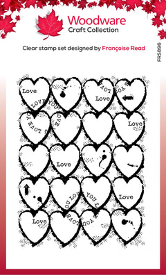 Woodware Clear Singles Heart Background 4 in x 6 in Stamp-1