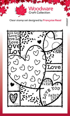 Woodware Clear Singles Heart Collage 4 in x 6 in Stamp-1