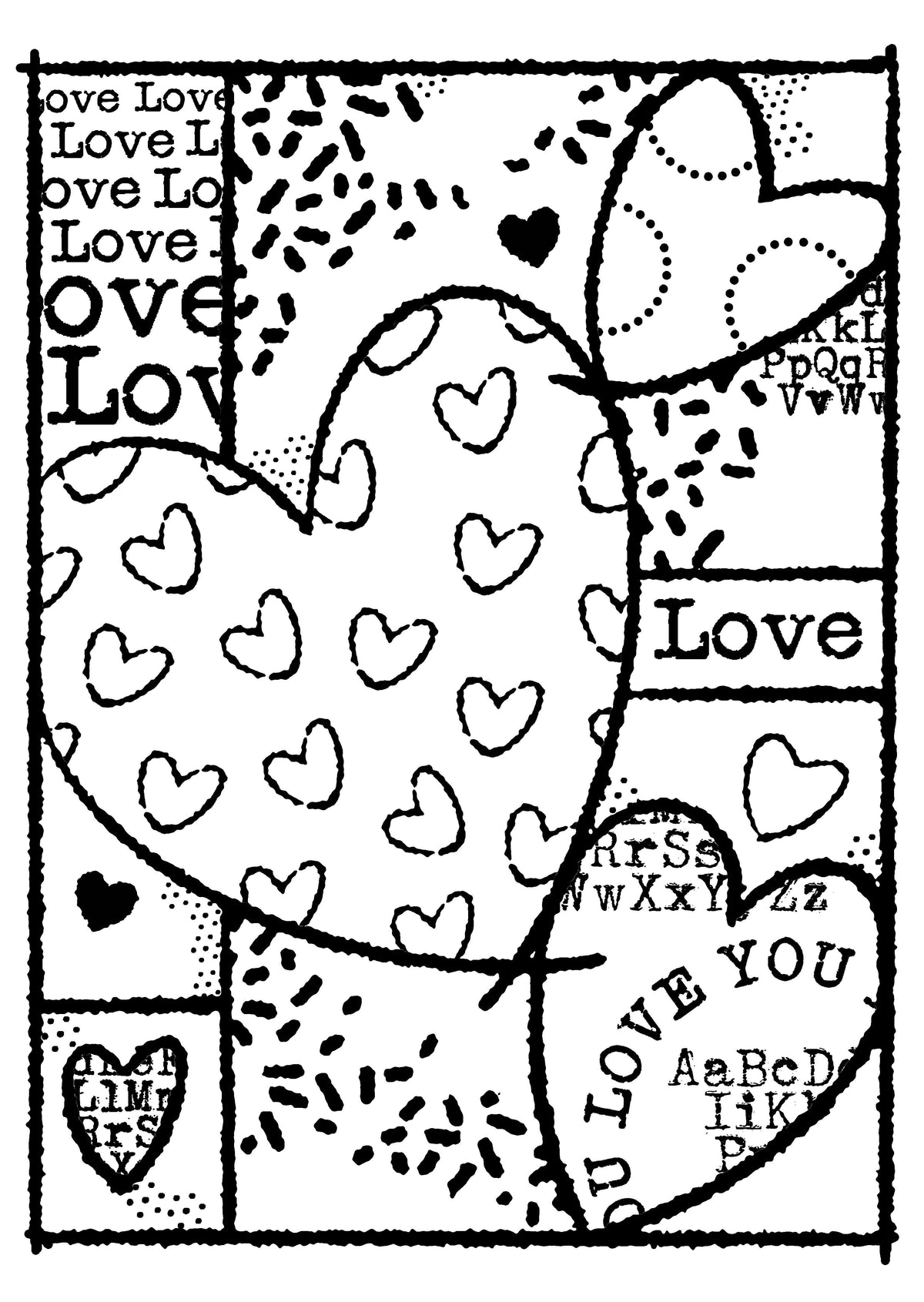 Woodware Clear Singles Heart Collage 4 in x 6 in Stamp-3