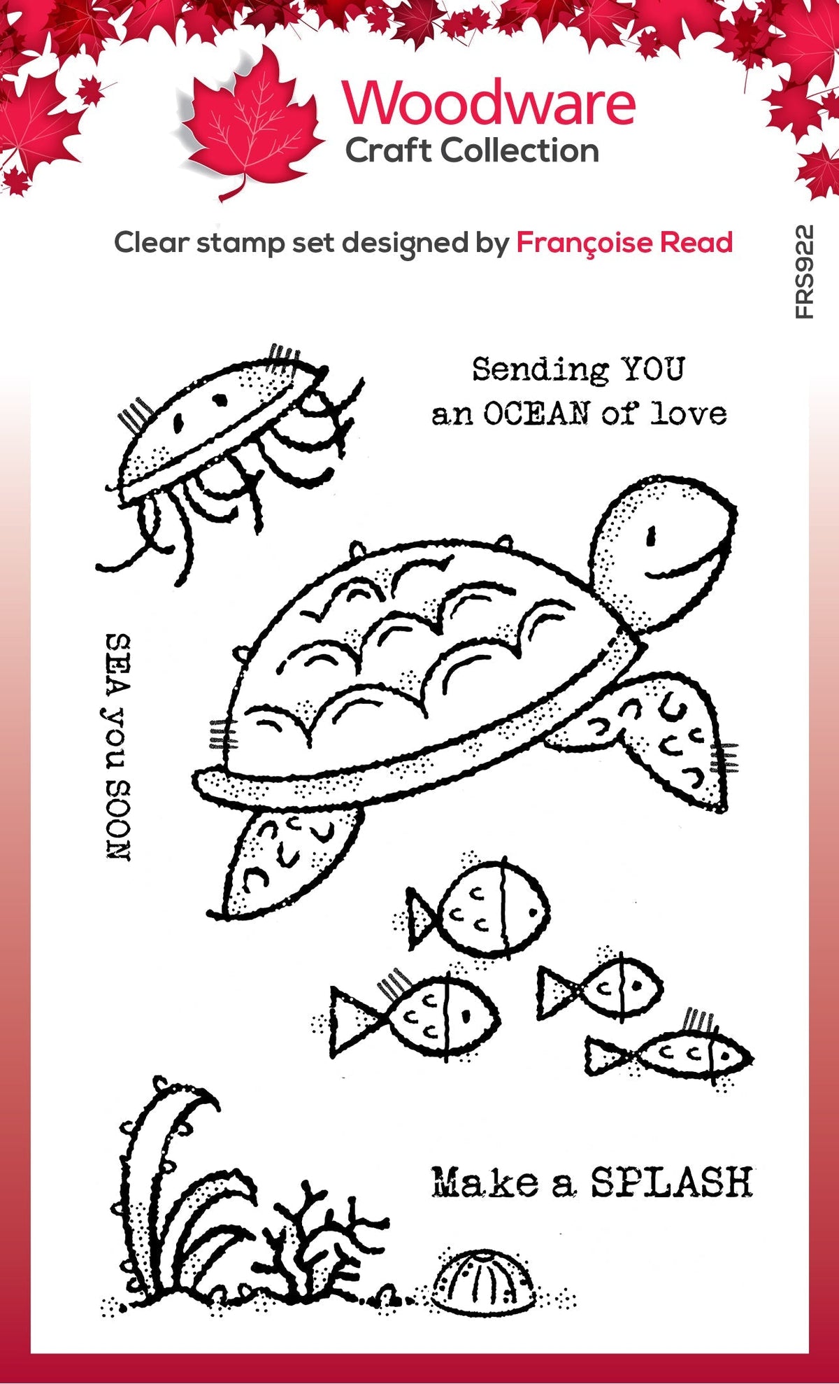 Woodware Clear Singles Sea Turtle 4 in x 6 in Stamp-1