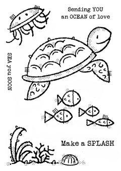 Woodware Clear Singles Sea Turtle 4 in x 6 in Stamp-5