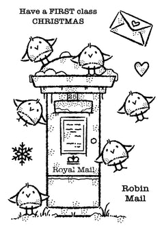 Woodware Clear Singles Robin Post 4 in x 6 in Stamp-4