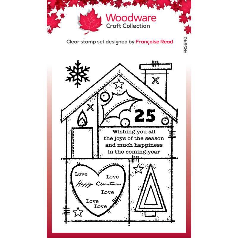 Woodware Clear Singles Christmas House 4 in x 6 in Stamp-1