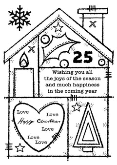 Woodware Clear Singles Christmas House 4 in x 6 in Stamp-7