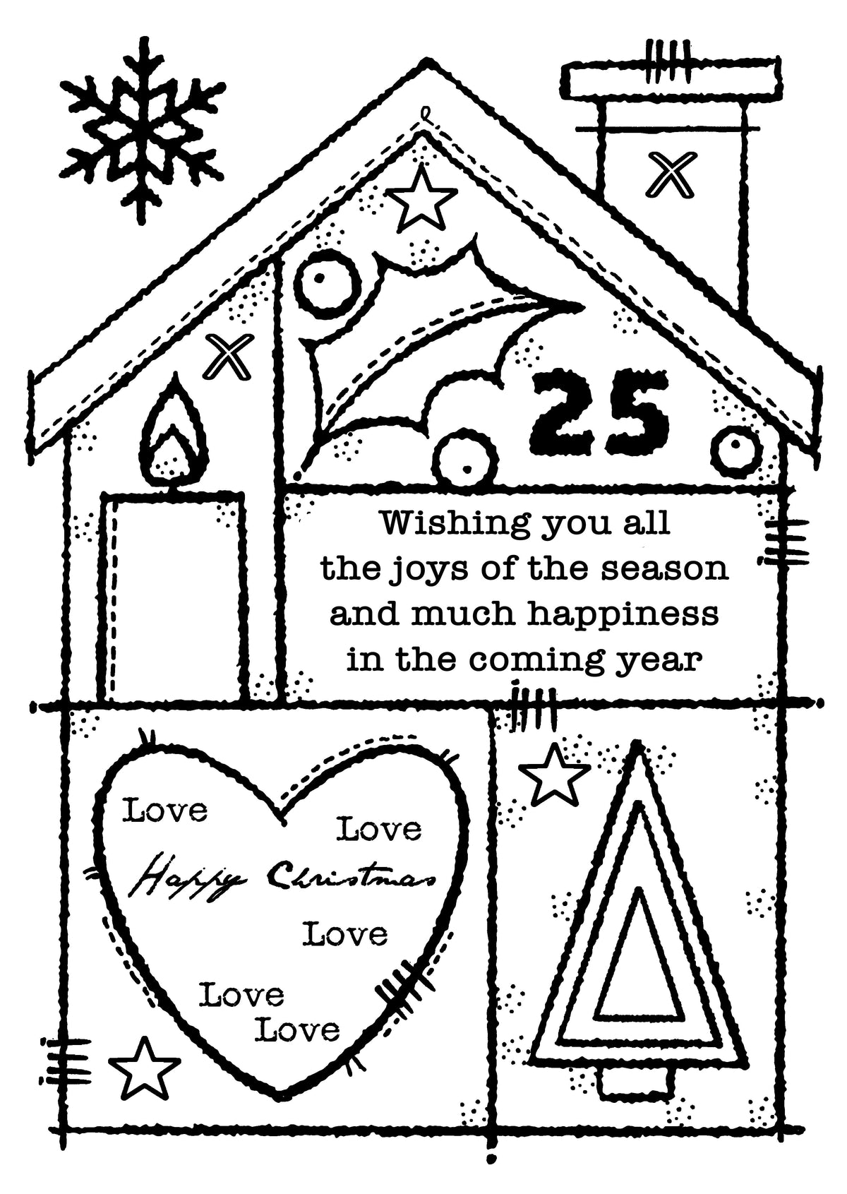 Woodware Clear Singles Christmas House 4 in x 6 in Stamp-7