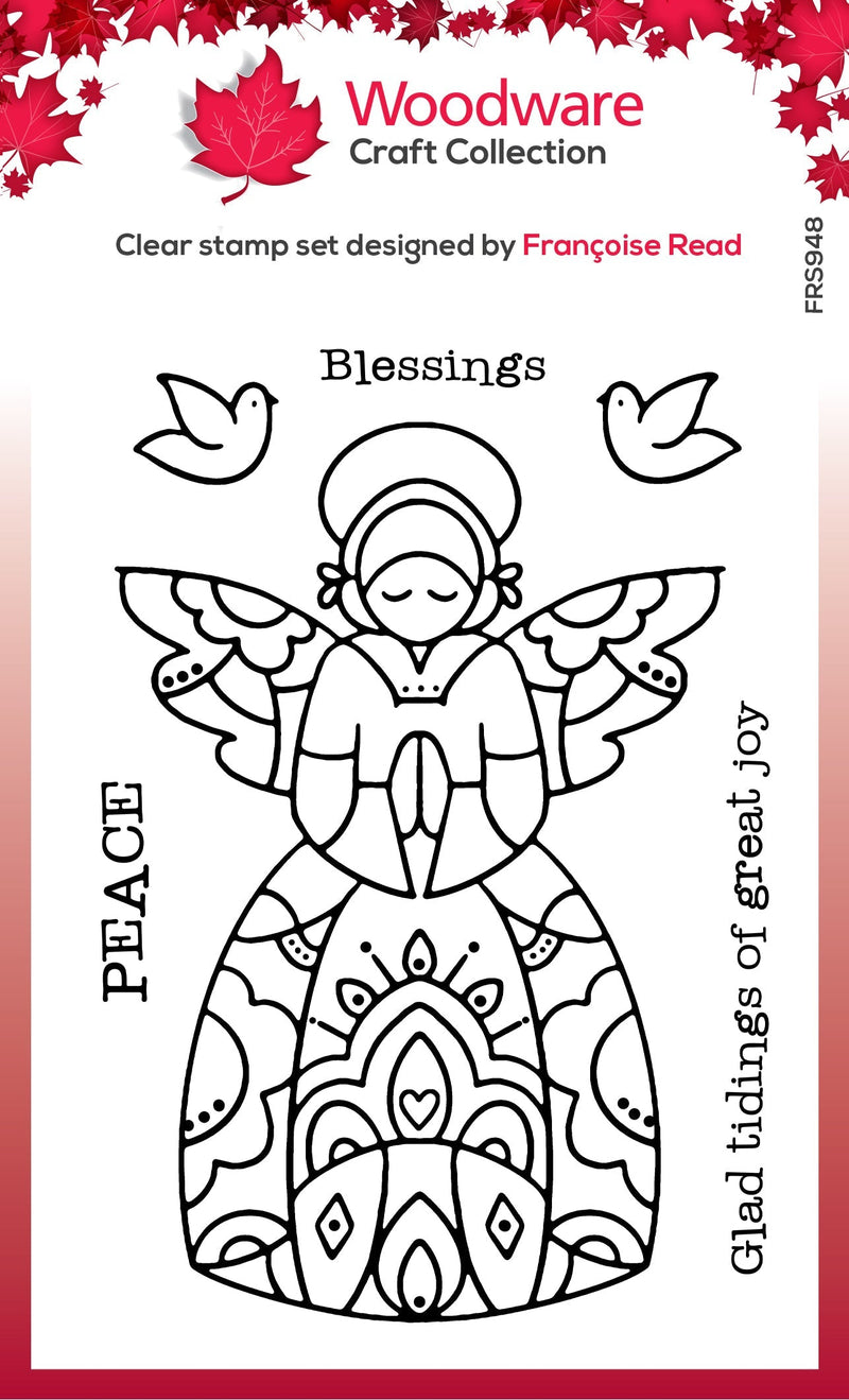Woodware Clear Singles Angel Blessings 4 in x 6 in Stamp-1