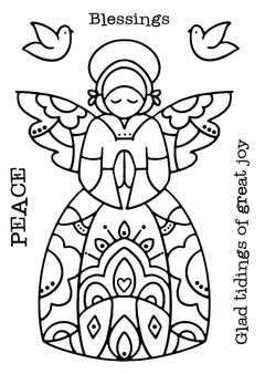 Woodware Clear Singles Angel Blessings 4 in x 6 in Stamp-4