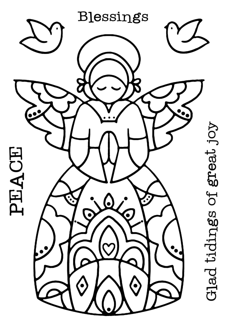Woodware Clear Singles Angel Blessings 4 in x 6 in Stamp-4