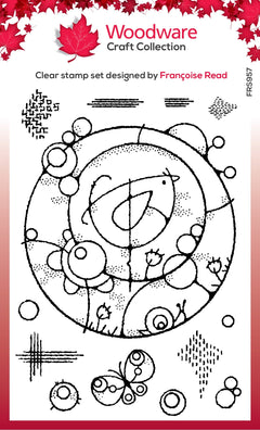 Woodware Clear Singles Bird Circle 4 in x 6 in Stamp-1