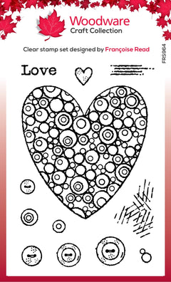 Woodware Clear Singles Bubble Heart 4 in x 6 in Stamp-1