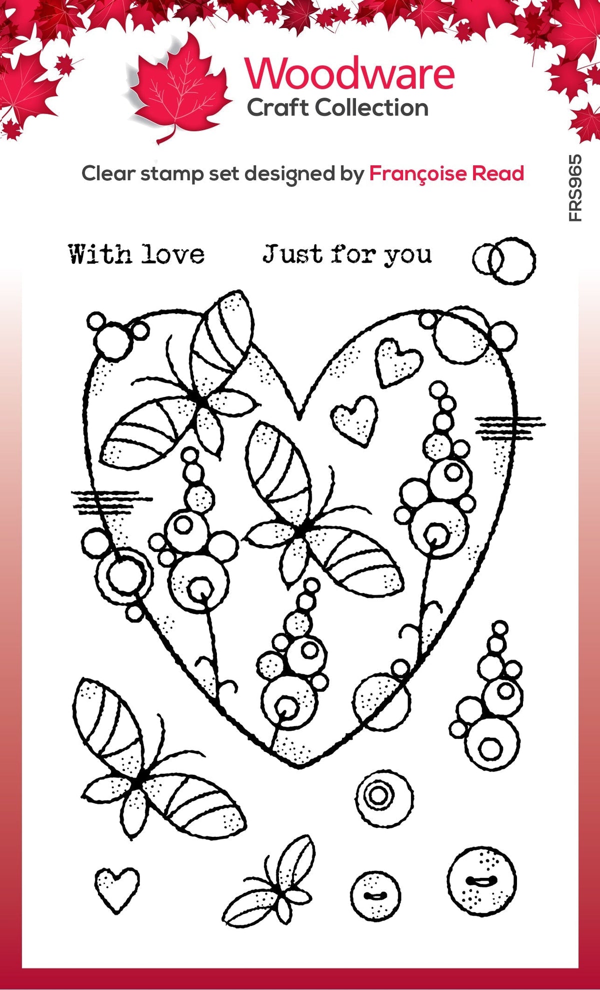Woodware Clear Singles Butterfly Heart 4 in x 6 in Stamp-1