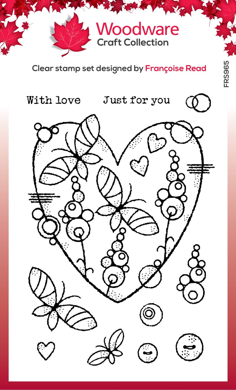 Woodware Clear Singles Butterfly Heart 4 in x 6 in Stamp-1