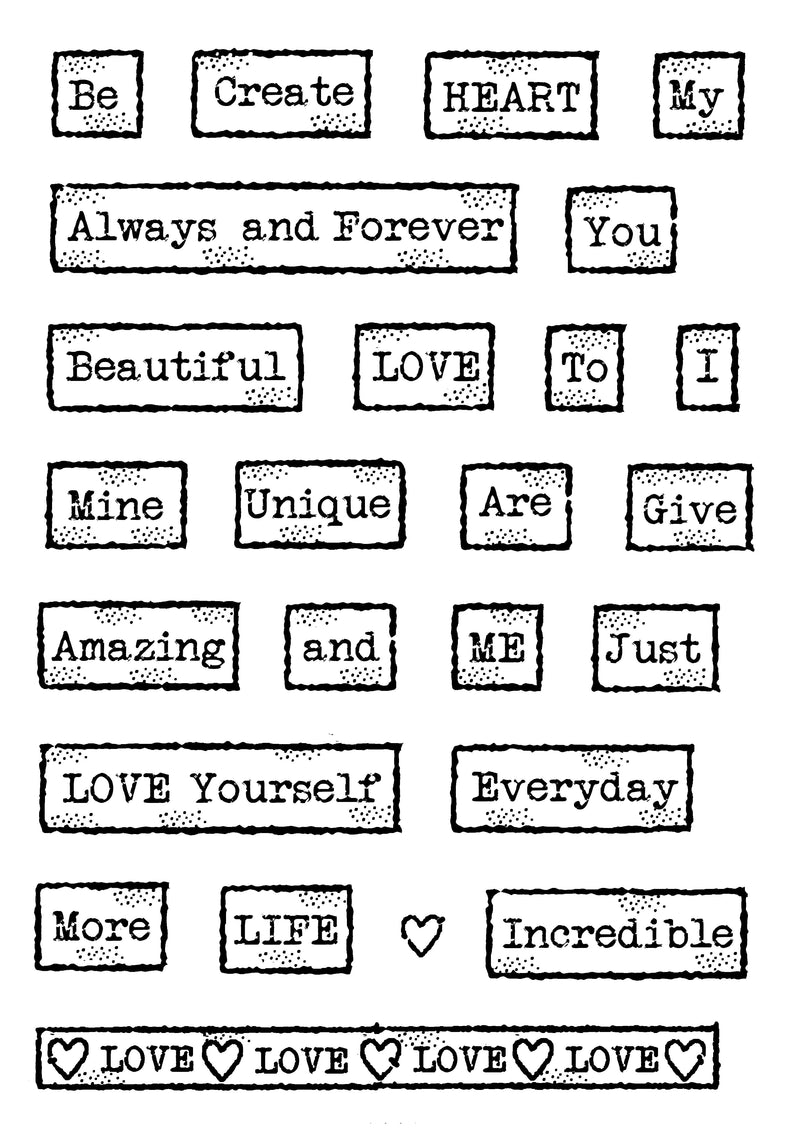 Woodware Clear Singles Love Tape Words 4 in x 6 in Stamp-14